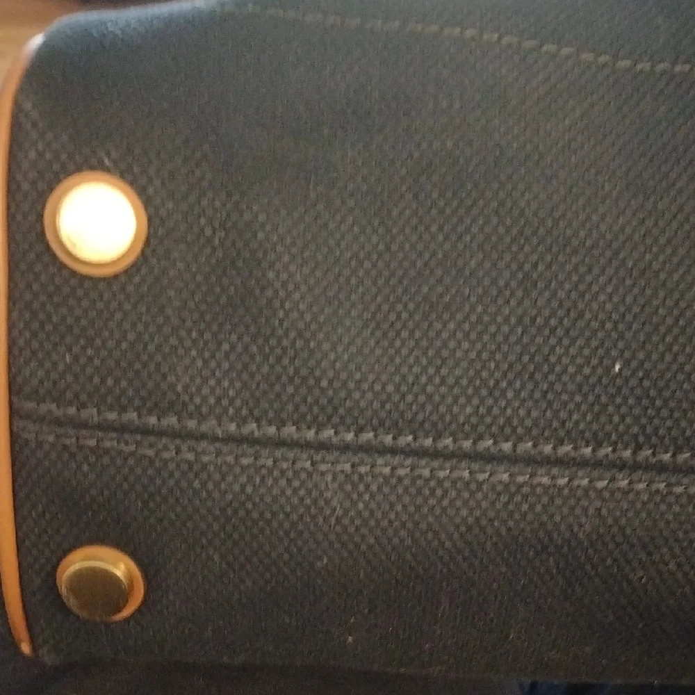 -Michael Kors Blue and Tan Tote with Signature MK Charm Rope Handles